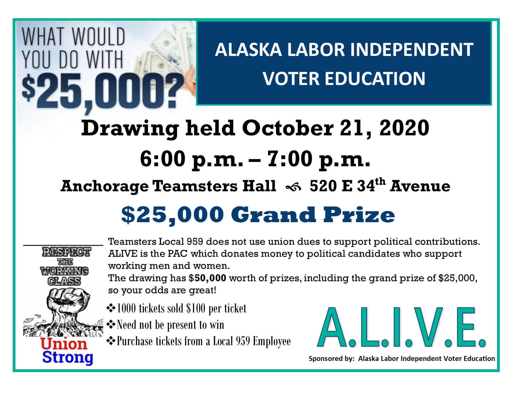 ALIVE Fall Drawing $25, 000